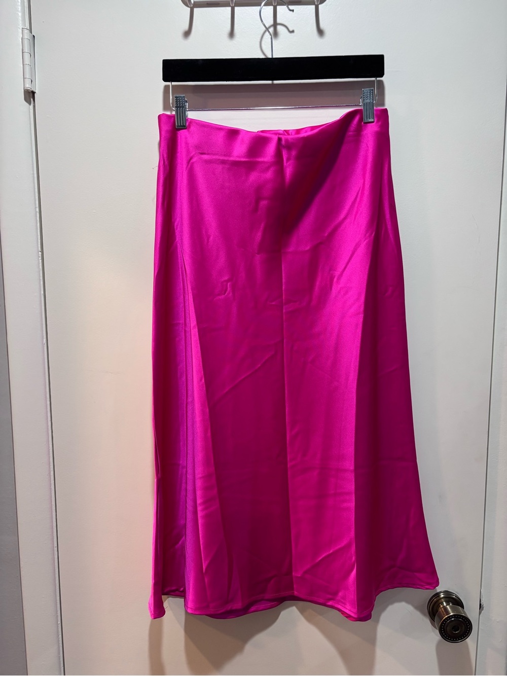 Renee C. Fuchsia Satin Midi Skirt